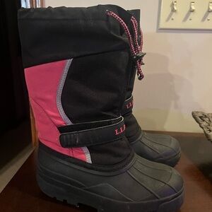 L.L. Bean Black and Pink Snow Boots